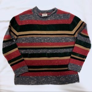 VINTAGE Women's Striped Sweater Red Black Grey